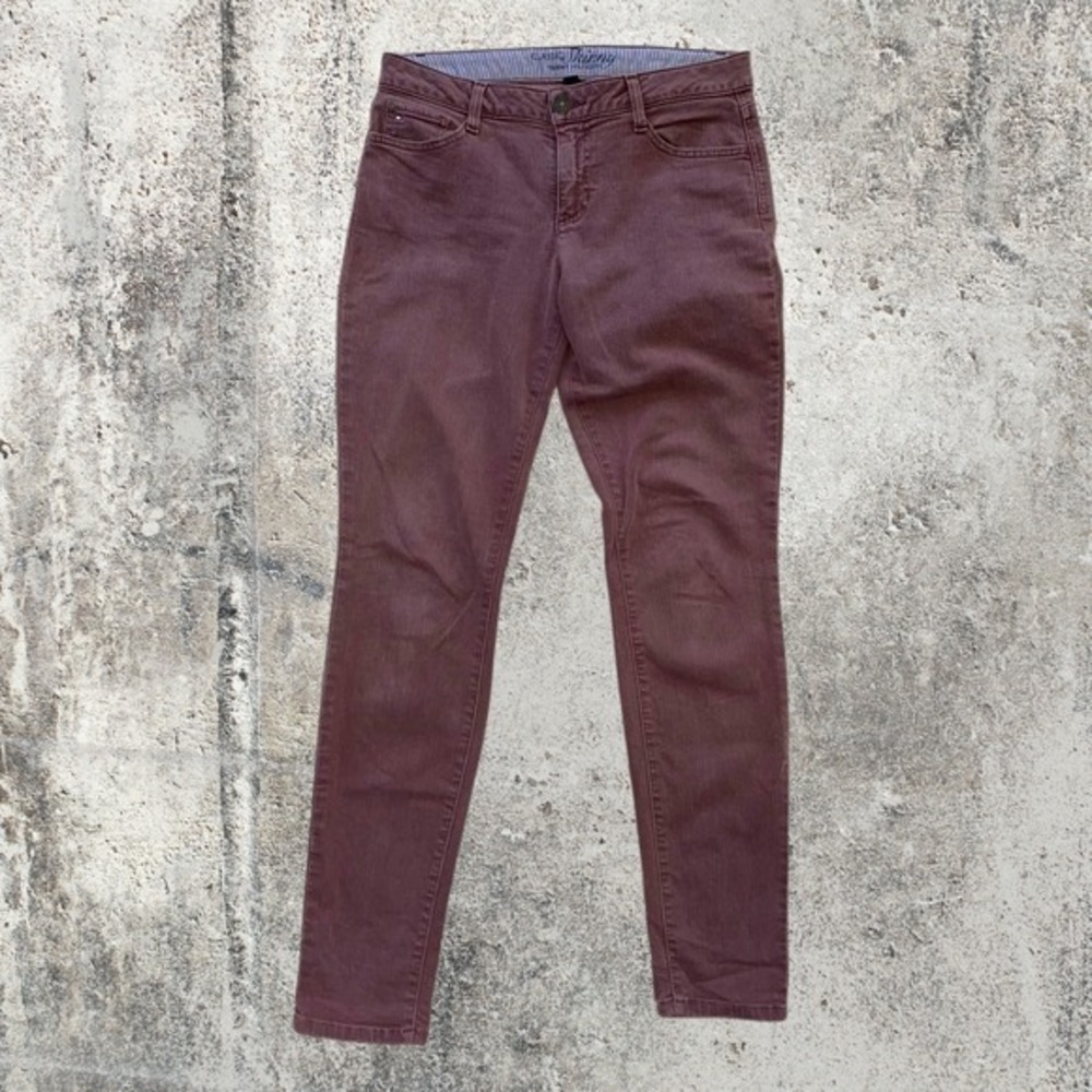 Tommy Hilfiger Classic Skinny Jeans Womens 6 Burgundy‎ Wine Red Mid Rise Stretch